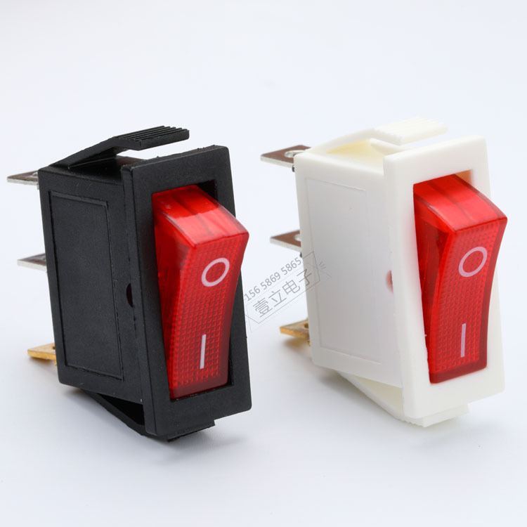 船型开关KCD3-103带灯两档两脚尺寸14*32mm