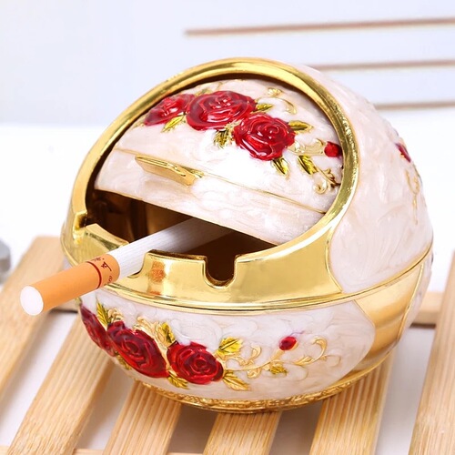 Large spherical ashtray creative flip cover personality trend home living room coffee table multi-functional European fashion ashtray