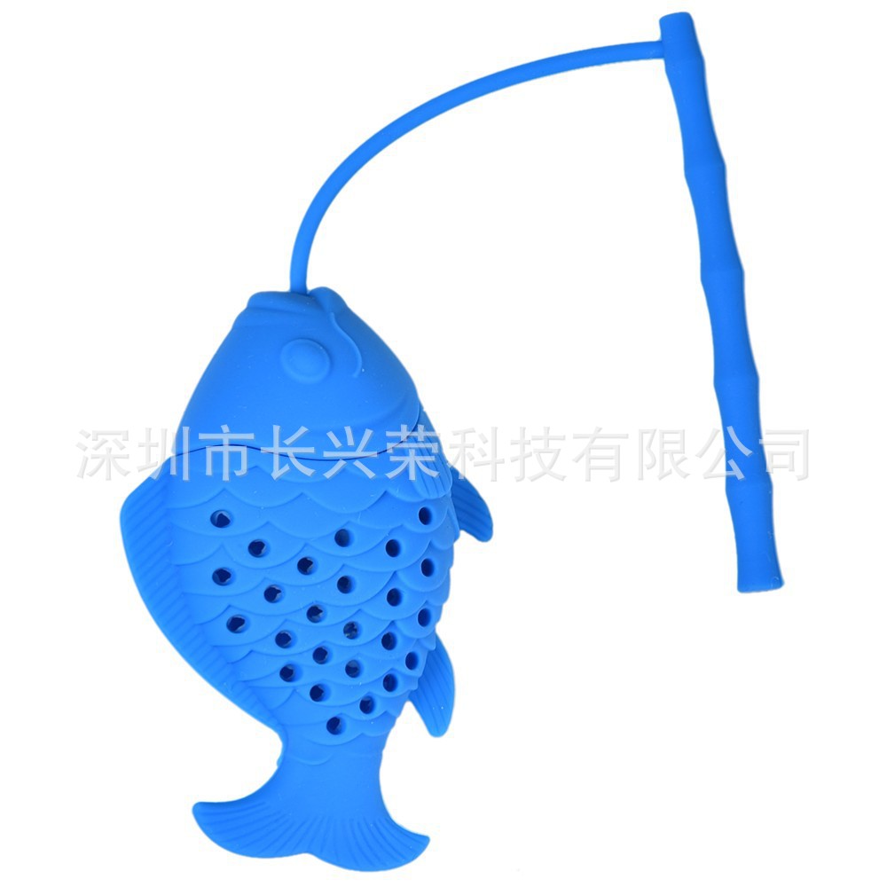 创意硅胶泡茶小工具 硅胶小鱼形茶漏 硅胶钓鱼泡茶器