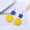 Two-color wooden earrings, Korean style, simple and elegant design