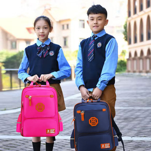 British style schoolbags for primary school students 6-12 years old children's schoolbags to reduce the burden and backpack training institutions logo