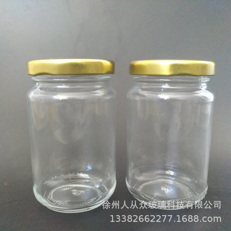 优质现货200g克四两酱菜玻璃瓶 透明铁盖虾酱牛肉酱即食品级酱瓶