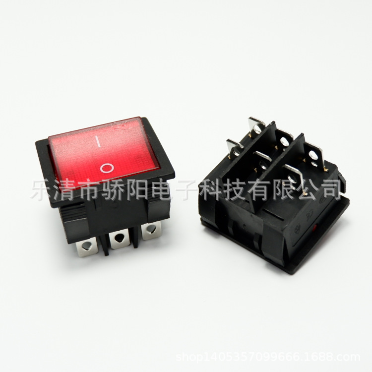 供应船形开关 KCD9船型开关银点六脚尺寸31*36翘班电源开关无灯