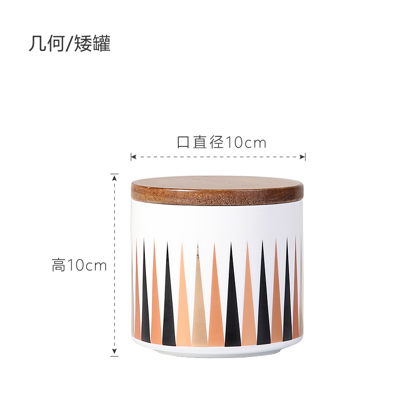 Jarra sellada de cerámica nórdica jarra de almacenamiento creativo geométrico hogar cocina grande vajilla jarra de almacenamiento con tapa al por mayor