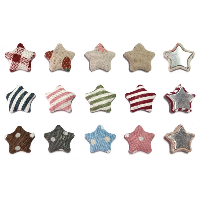 厂家销售条纹星星包布扣 儿童成人发卡饰品配件平底异型包布纽扣