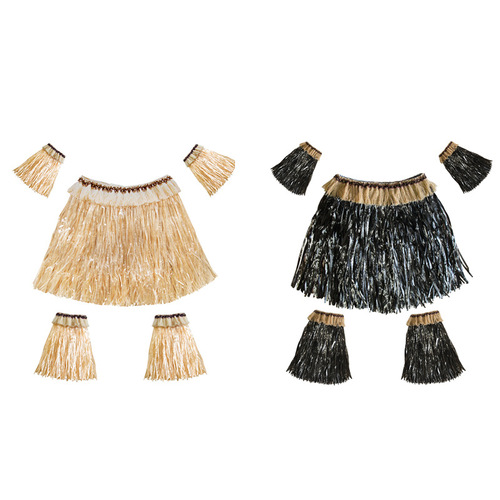 Kai Feng Party  new Hawaiian grass skirt suit upgraded men's and women's gloves and foot covers with exquisite lace inlays