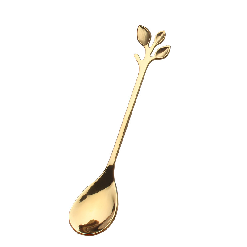 ステンレススプーン蜂蜜スプーン北欧葉スプーン木の葉スプーン攪拌スプーンコーヒースプーン結婚祝いspoon