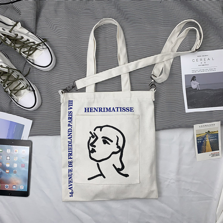 Nueva moda ins desmontable correa de hombro lona bolsa de hombro Corea del Sur estudiante lona bolsa crossbody bolso de las mujeres de una sola pieza entrega