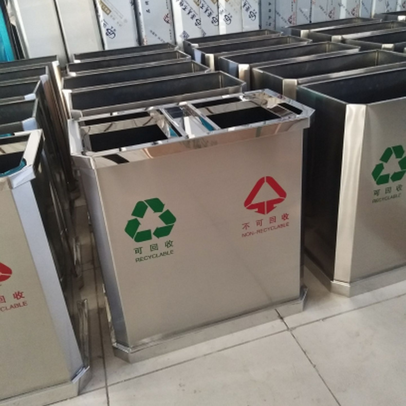 壁式金属分類ゴミ箱四菱角座地灰皿屋外座地灰皿ゴミ箱|undefined