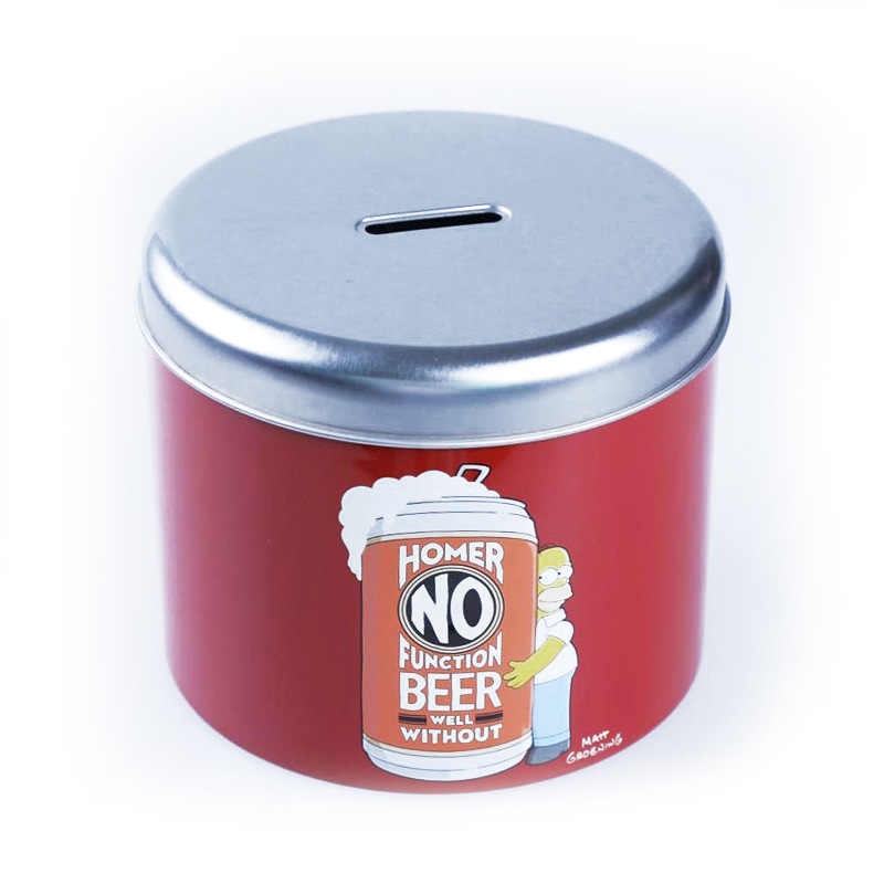 圆形马口铁盒开盖钱孔存钱铁盒玩具欧元美元零钱硬币收纳铁盒厂家