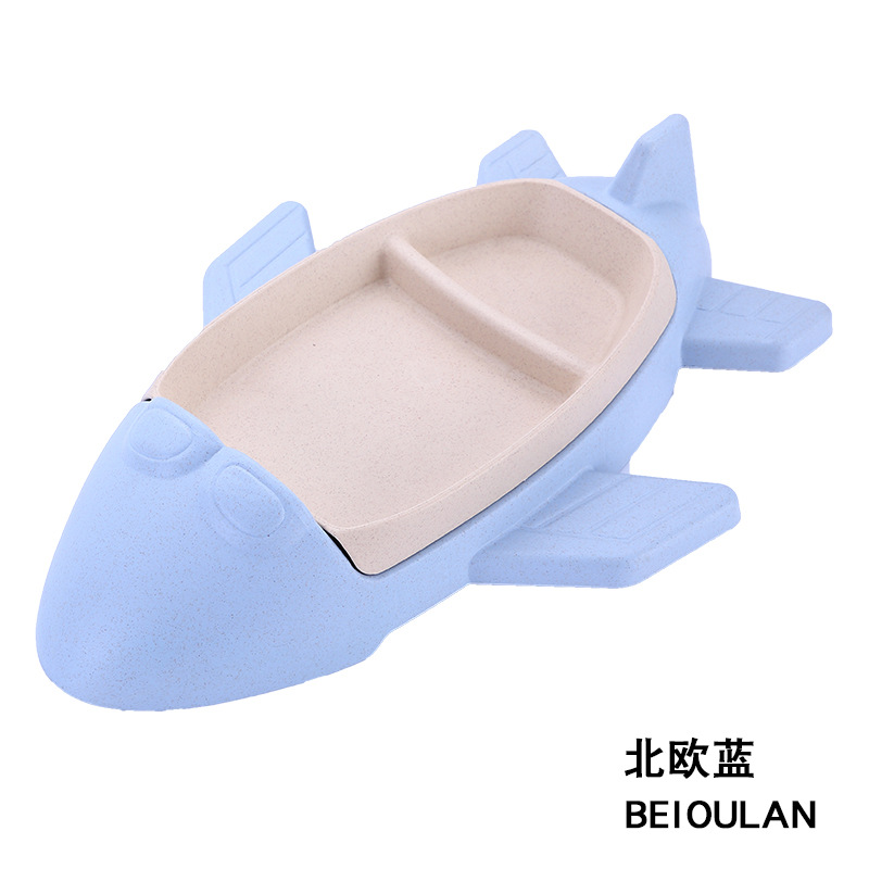 Plato de almuerzo de avión juego de seis piezas de dibujos animados de trigo jardín de infantes plato de comida para bebés vajilla de suplemento alimenticio para niños con taza, cuchillo, tenedor y cuchara image 12