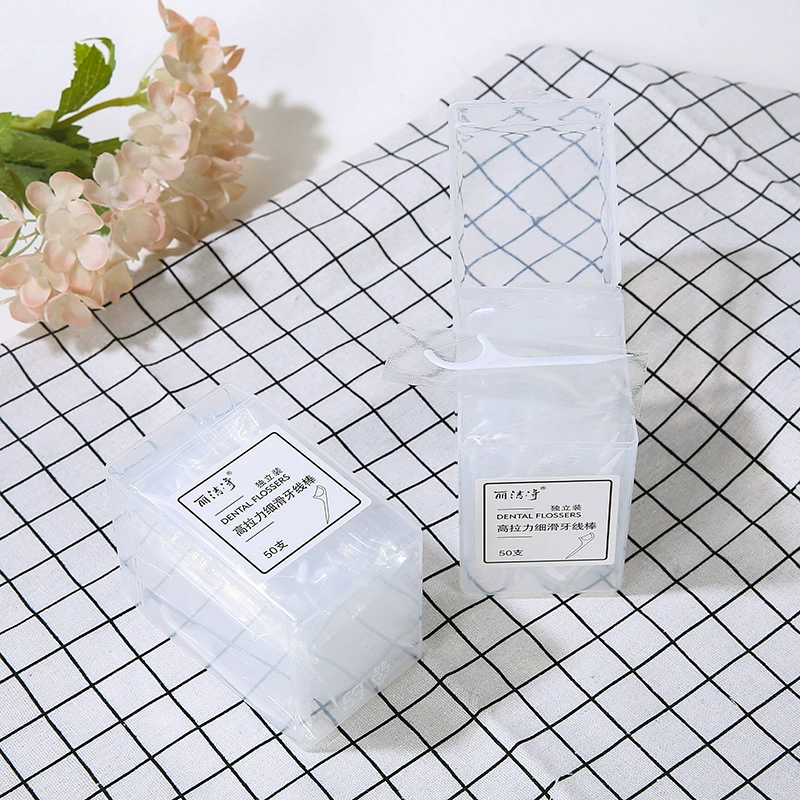 50 высококачественных упаковок в штучной упаковке, одинарная независимая упаковка для чистки зубов, мята, Бамбуковая угольная нить, Кирка