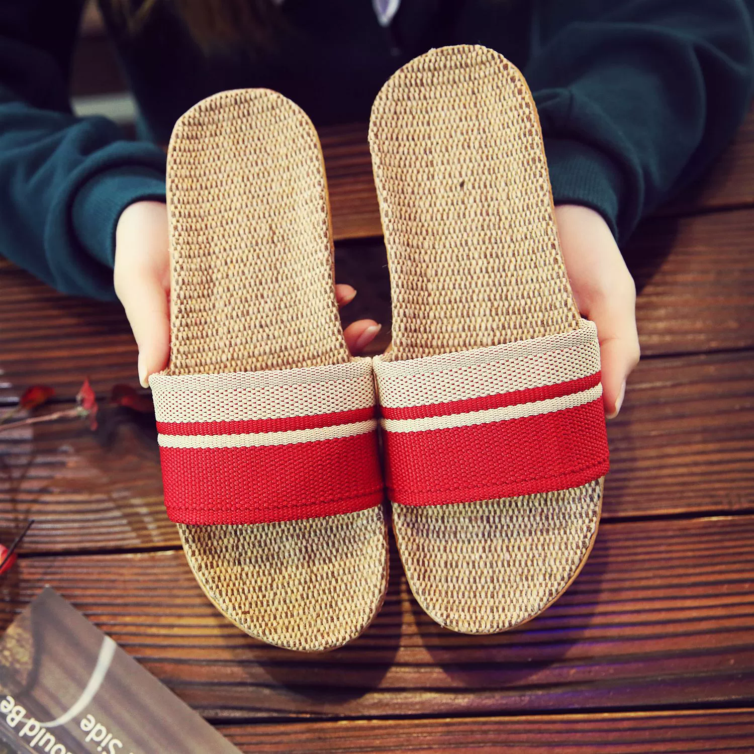 M-12 конфеты весна и лето хлопковое белье Four Seasons полосатые пары мужчины и женщины пол для бассейна деревянный пол домашние тапочки