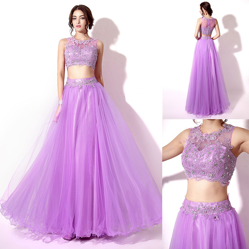 New Foreign Trade Cross-Border Style Strapless Appliqué Beaded Two-Piece Evening Dress, Elegant and Sexy Hostess Cocktail Dress