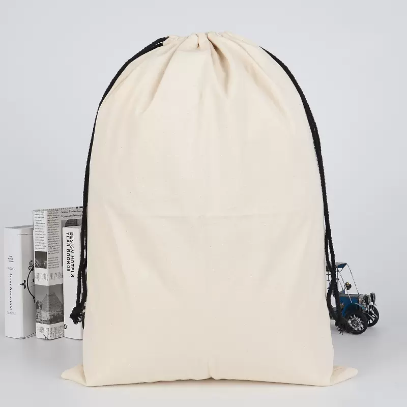 空白圣诞礼品袋加印图案圣诞节圣诞包布袋 抽绳束口袋帆布包定制