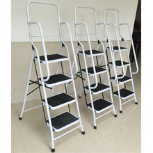 出口欧美 二三四步两侧带扶手家用梯子铁梯钢管梯子 人字宽踏板梯
