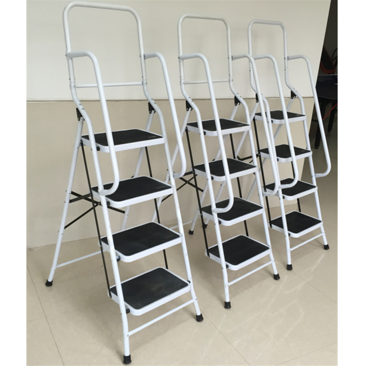 出口欧美 二三四步两侧带扶手家用梯子铁梯钢管梯子 人字宽踏板梯