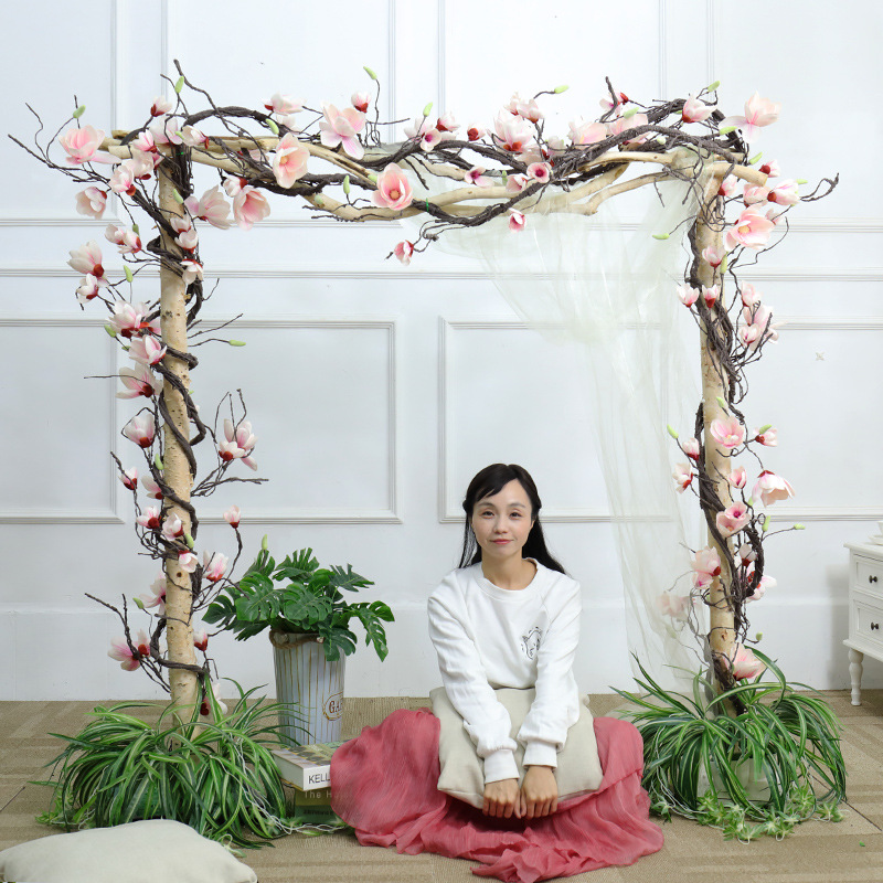 Vid de árbol artificial árbol de fondo pared Vid artificial ratán apoyos flor artificial tira arco decoración flor artificial Magnolia Vid