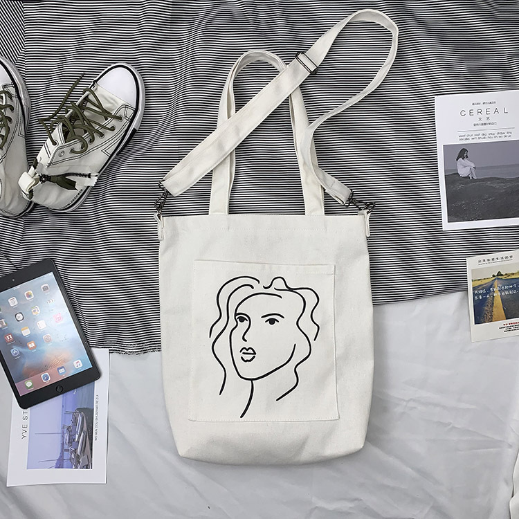 Nueva moda ins desmontable correa de hombro lona bolsa de hombro Corea del Sur estudiante lona bolsa crossbody bolso de las mujeres de una sola pieza entrega