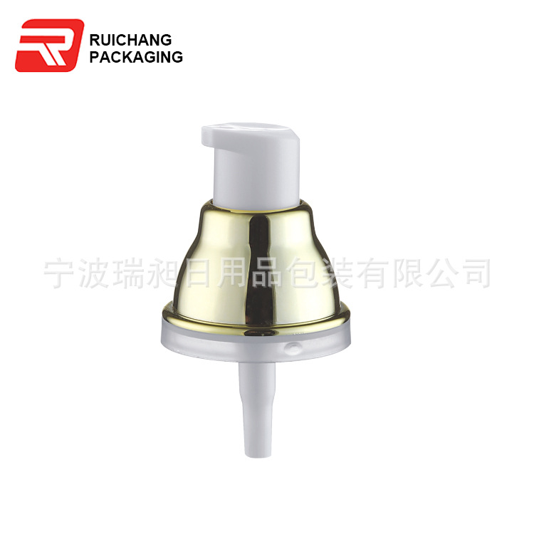 瑞昶包装 玻璃瓶乳液喷头 18/400泵头可换喷雾 亮金UV电镀
