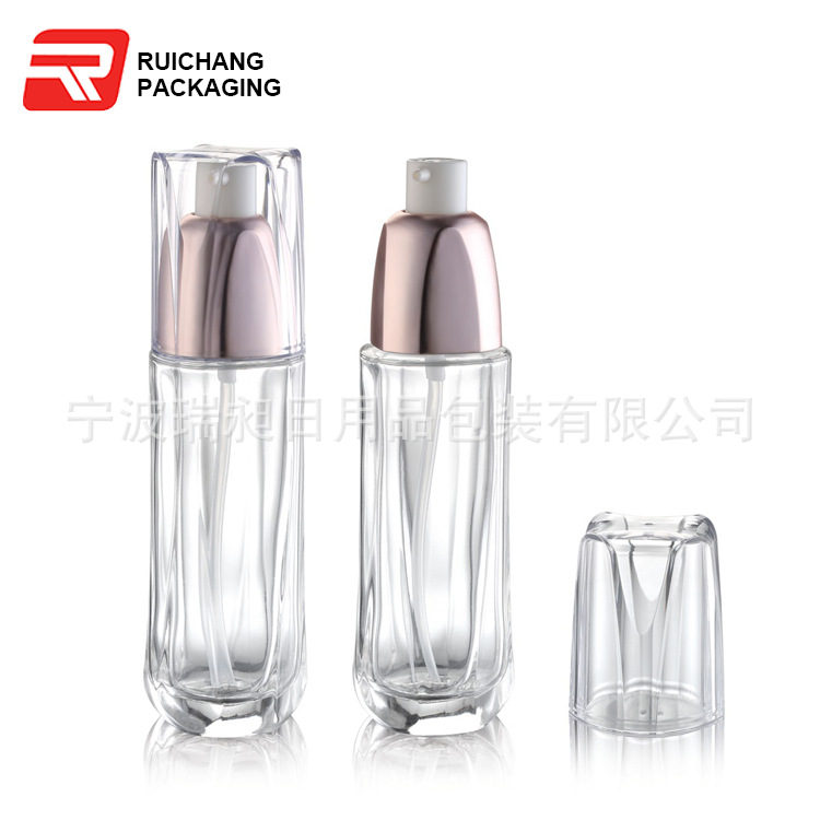 瑞昶包装  塑料泵头电镀真空乳液泵头配套方形玻璃瓶八角泵