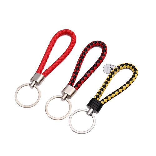 Wholesale woven leather rope keychains, car keychains, keychain pendants, event gift keychains manufacturers