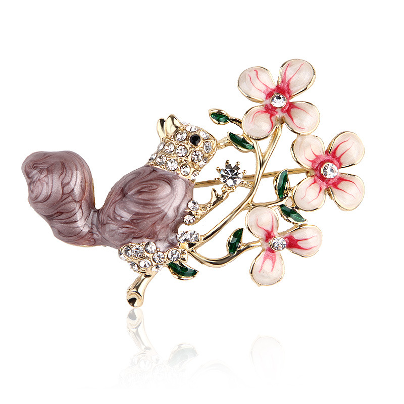 Korean fashion cartoon einfache öl tropfen emaille legierung eichhörnchen brosche pin frauen kleidung pin zubehör_voghion.com
