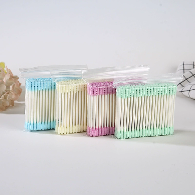 Двойной 100 мешочек остроконечная круглая головка спиральная головка Смешанная головка цветная бумажная палочка красота средство для снятия макияжа ватный тампон