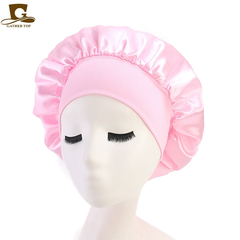 Sleeping Hat TJM-301 — Wide-Edge High-Elastic Ladies Hair Care Cap, Satin-Look, 56–58 cm