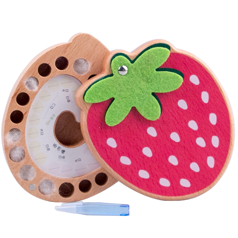 Procesamiento personalizado caja de almacenamiento de dientes para niños niños niñas personalidad de fresa cabello fetal dientes colección caja de recuerdos