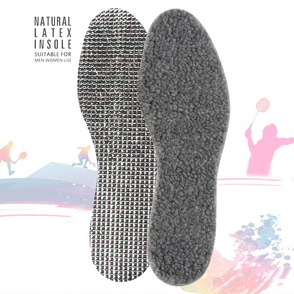 Зимняя алюминиевая фольга, серая стелька из овечьей шерсти, нагревательная стелька из алюминиевой фольги, можно разрезать теплую стельку, мужскую и женскую шерстяную стельку