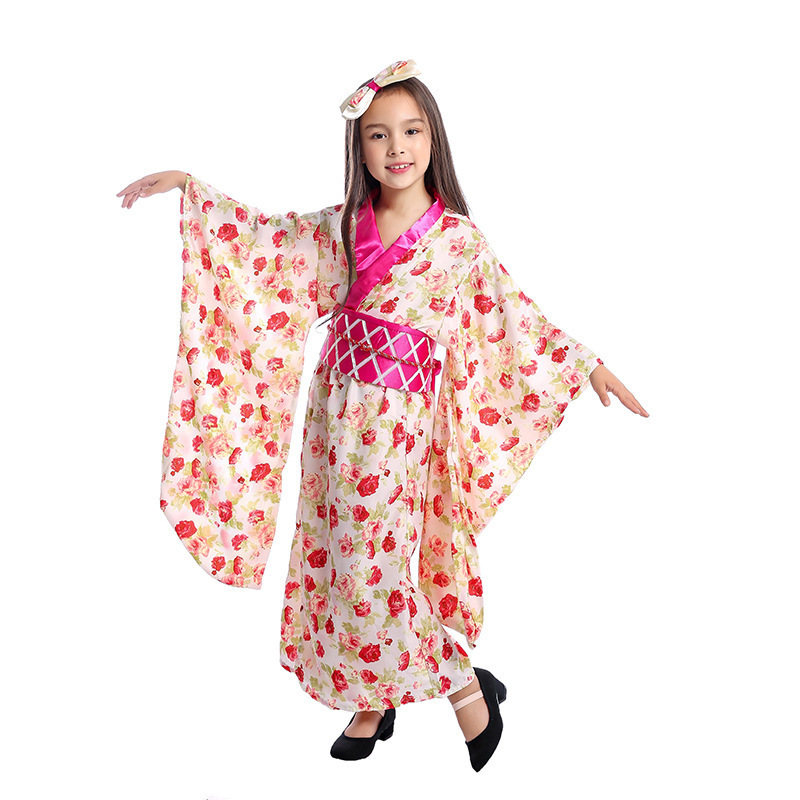 Kids Japanese Kimono Kids Asian Geisha Halloween Stage Performance Masquerade Girl dress