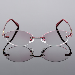 Online Glasses Internal Progressive Colorless Glasses Screwless Frame Ultra Light Progressive Color Changing Diamond Trim Glasses