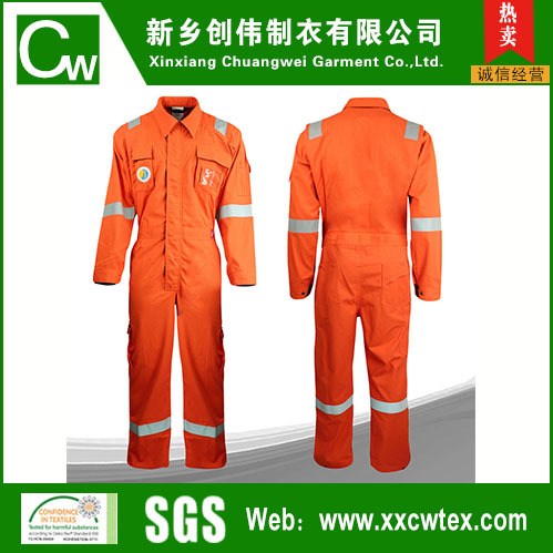 260g纯棉阻燃斜纹宝蓝男式长袖阻燃防火连体服