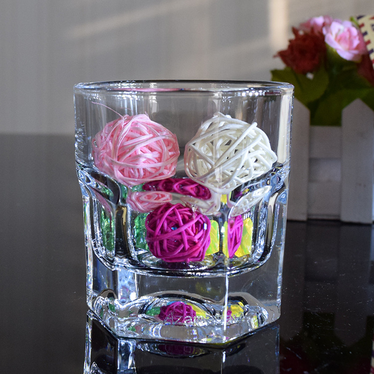 Hexagonal transparent glass creative wineglass for whiskey