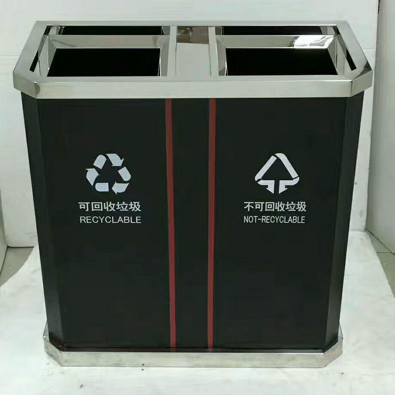 壁式金属分類ゴミ箱四菱角座地灰皿屋外座地灰皿ゴミ箱|undefined
