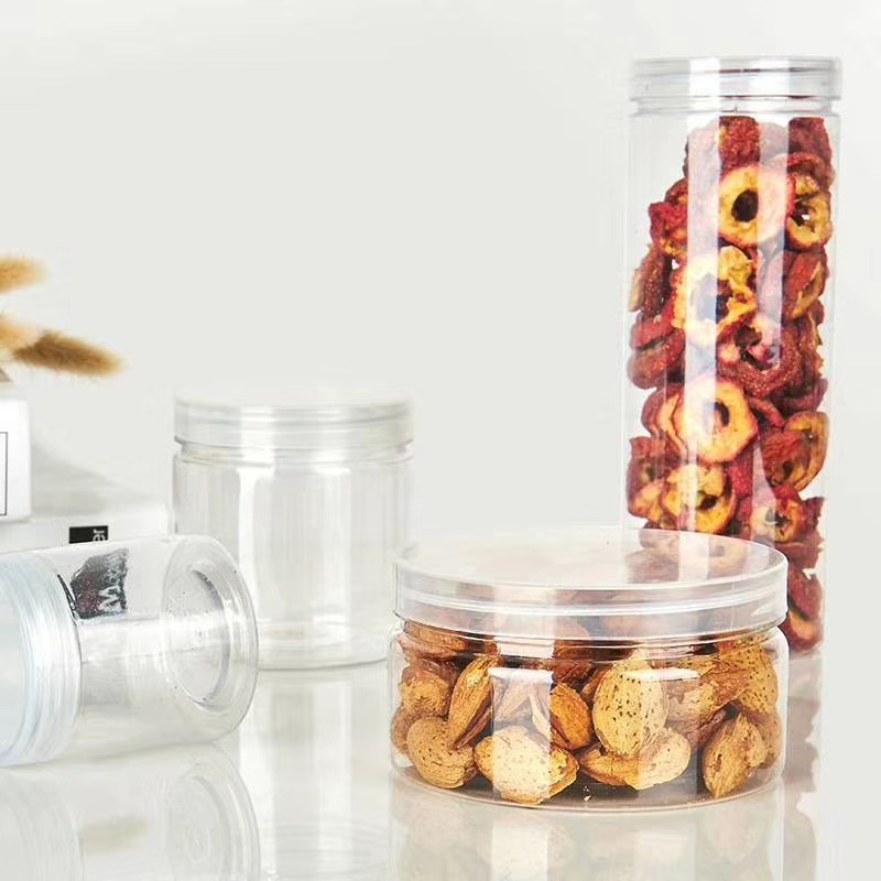 现货供应85*80杂粮塑料罐 pet透明干果糖果蜂蜜包装罐