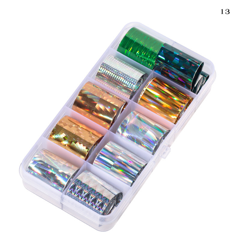 Princesa láser estrellado cielo papel 2,5*100cm10 color traje de uñas arte estrellado cielo caramelo uñas arte papel de transferencia de cielo estrellado