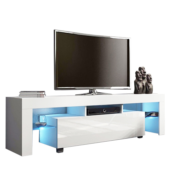 Moderno simple placa TV gabinete con alta luz LED luz dormitorio sala de estar pequeño apartamento TV gabinete fábrica al por mayor