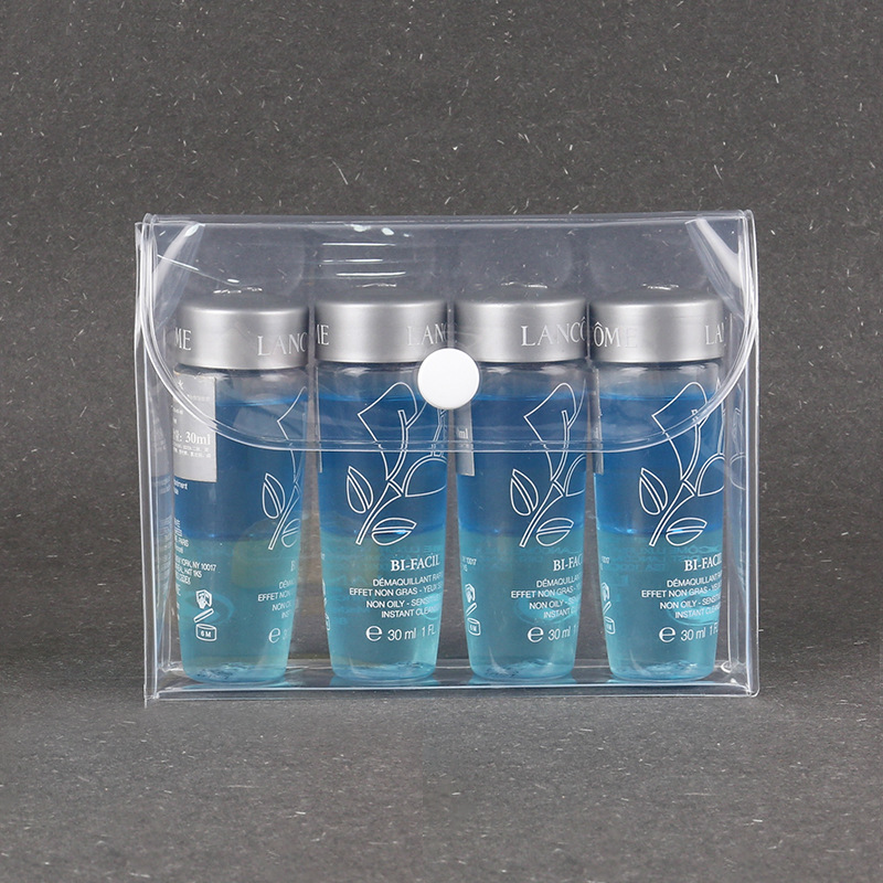 Eva bolsa de embalaje transparente impermeable cosméticos traje de viaje bolsa de botón tridimensional caliente presionando bolsa de almacenamiento diario en stock