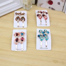 彩色琉璃发夹侧边夹一字边夹刘海夹对夹小发夹水钻碎发对卡批发