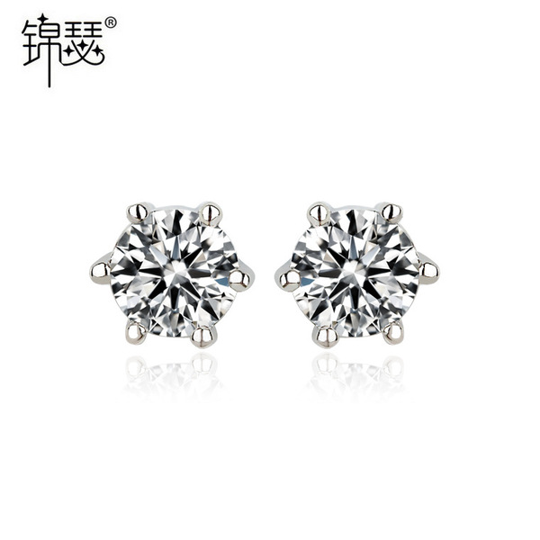 Copper minimalistic earrings with zircon