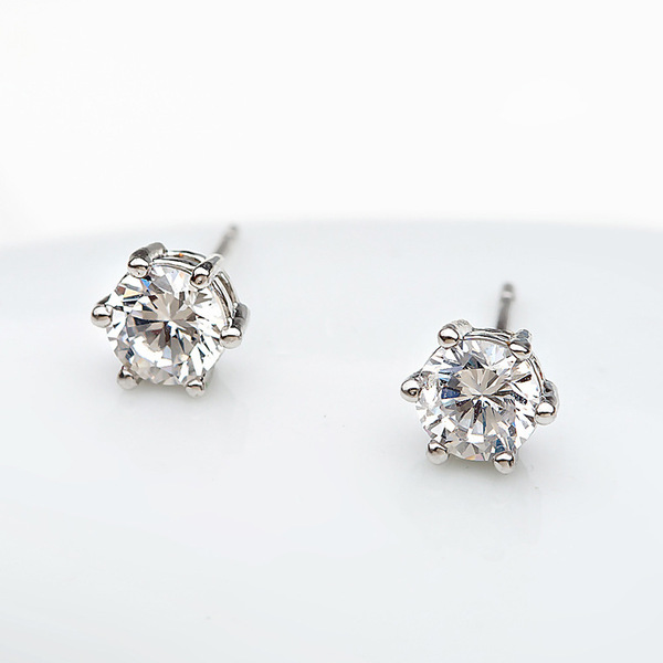 Copper minimalistic earrings with zircon