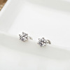 Copper earrings, zirconium, minimalistic silver needle, Korean style