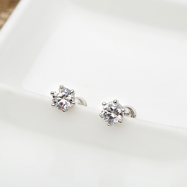Copper minimalistic earrings with zircon