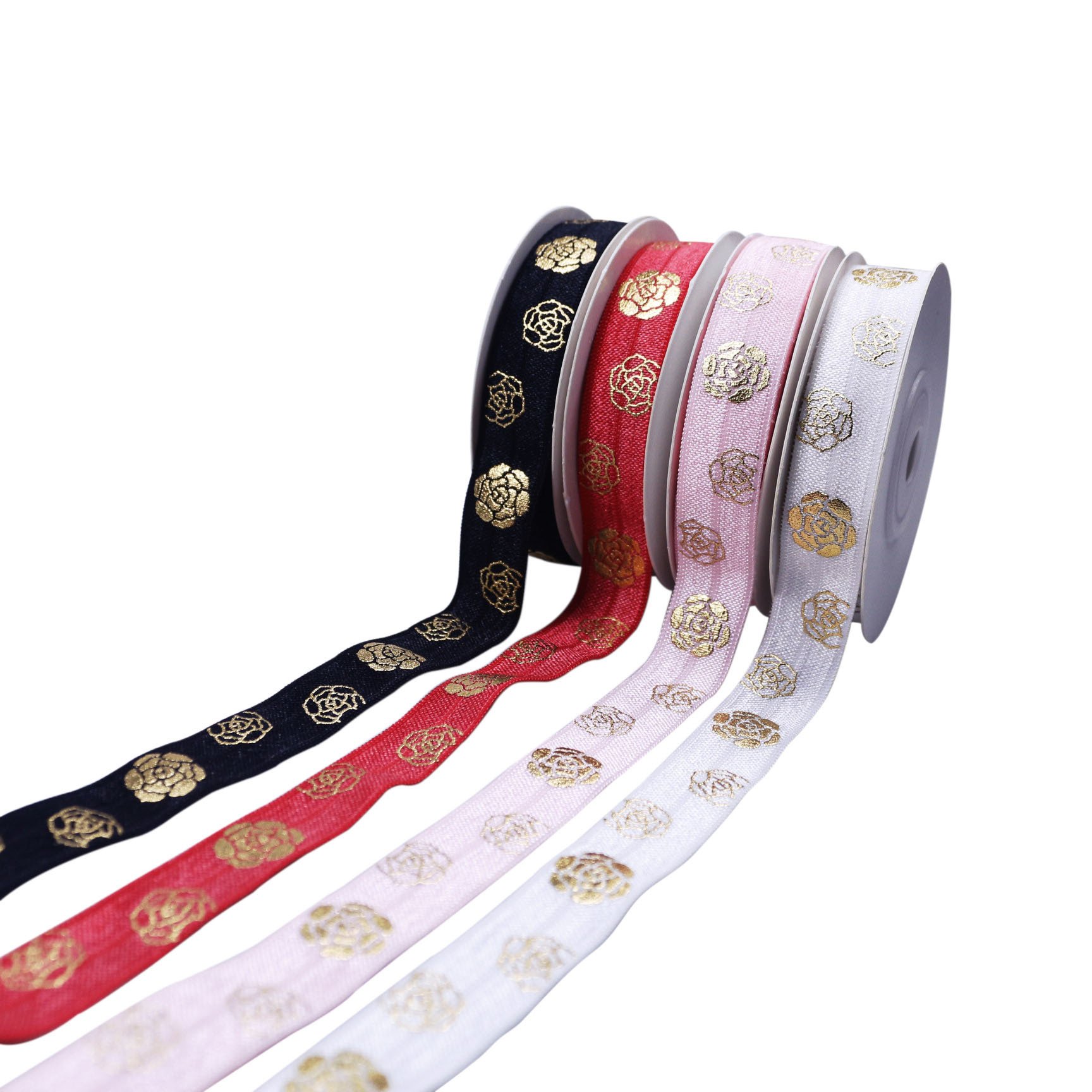 批发亚马逊跨境情人节烫金玫瑰松紧带打结发圈HAIR TIES辅料