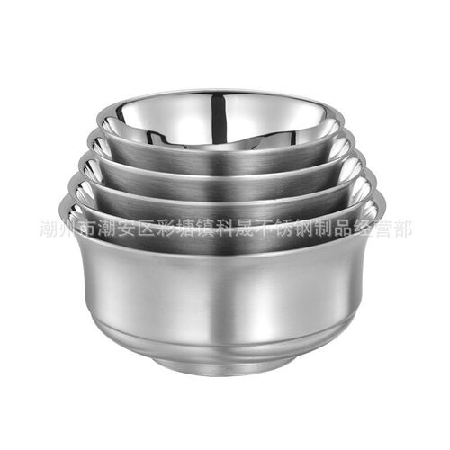 304 stainless steel bowl student children's home gift thickened double-layer insulated instant noodle bowl salad rice soup bowl