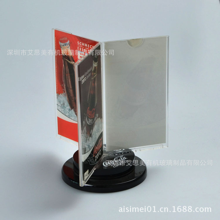 亚加力旋转广告宣传展架转牌/亚克力餐厅价格菜单展示牌生产工厂