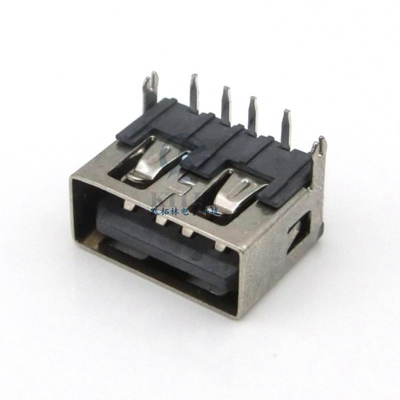 USB 2.0 短体10.0母座 4PIN 板上 前插后插 90度DIP 直边 反向SMT