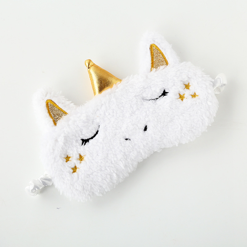 Hochwertige Schlafmaske, Einhornmaske mit goldener und silberner Nase, vier kombinierbare Designs, lichtundurchlässige Plüsch-Schlafmaske, Großhandel ab_voghion.com